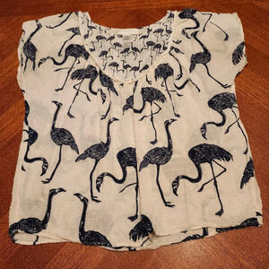 Women's coreylynncalter Blouse S White Black Flamingo Print A2